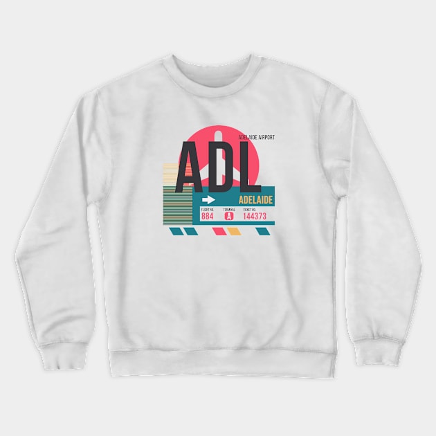 Adelaide (ADL) Airport // Sunset Baggage Tag Crewneck Sweatshirt by Now Boarding